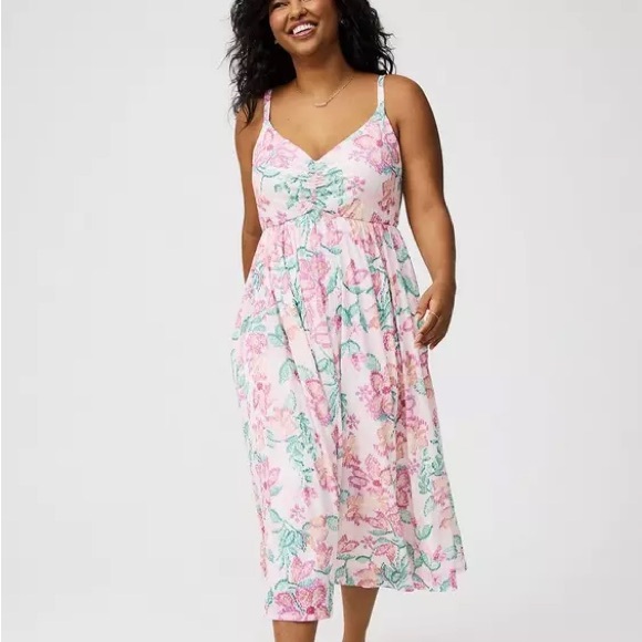 Torrid Sleeveless Tie-Back Midi Dress in Allie Floral Multi - Picture 1 of 6